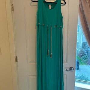Chico's Size 2 Petite L Green Max Dress With Braided Tie Front